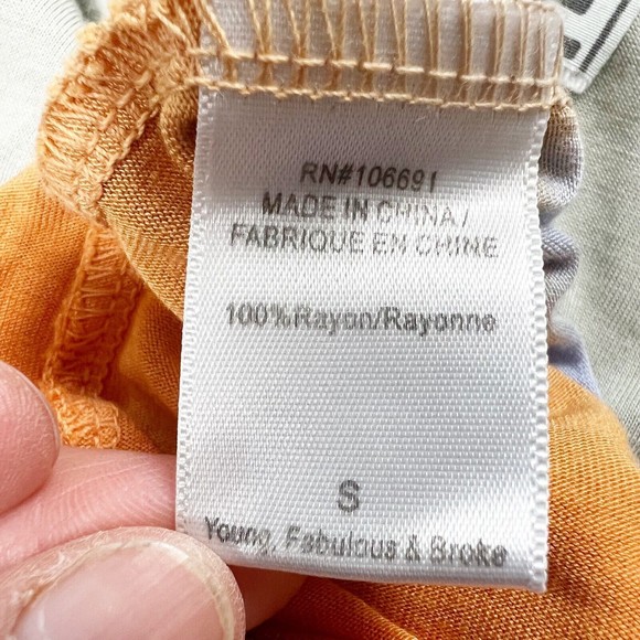 Young Fabulous & Broke Dip Dye Orange Blue Grey Ombre Tank Top Racer Back Sz S - Picture 7 of 10